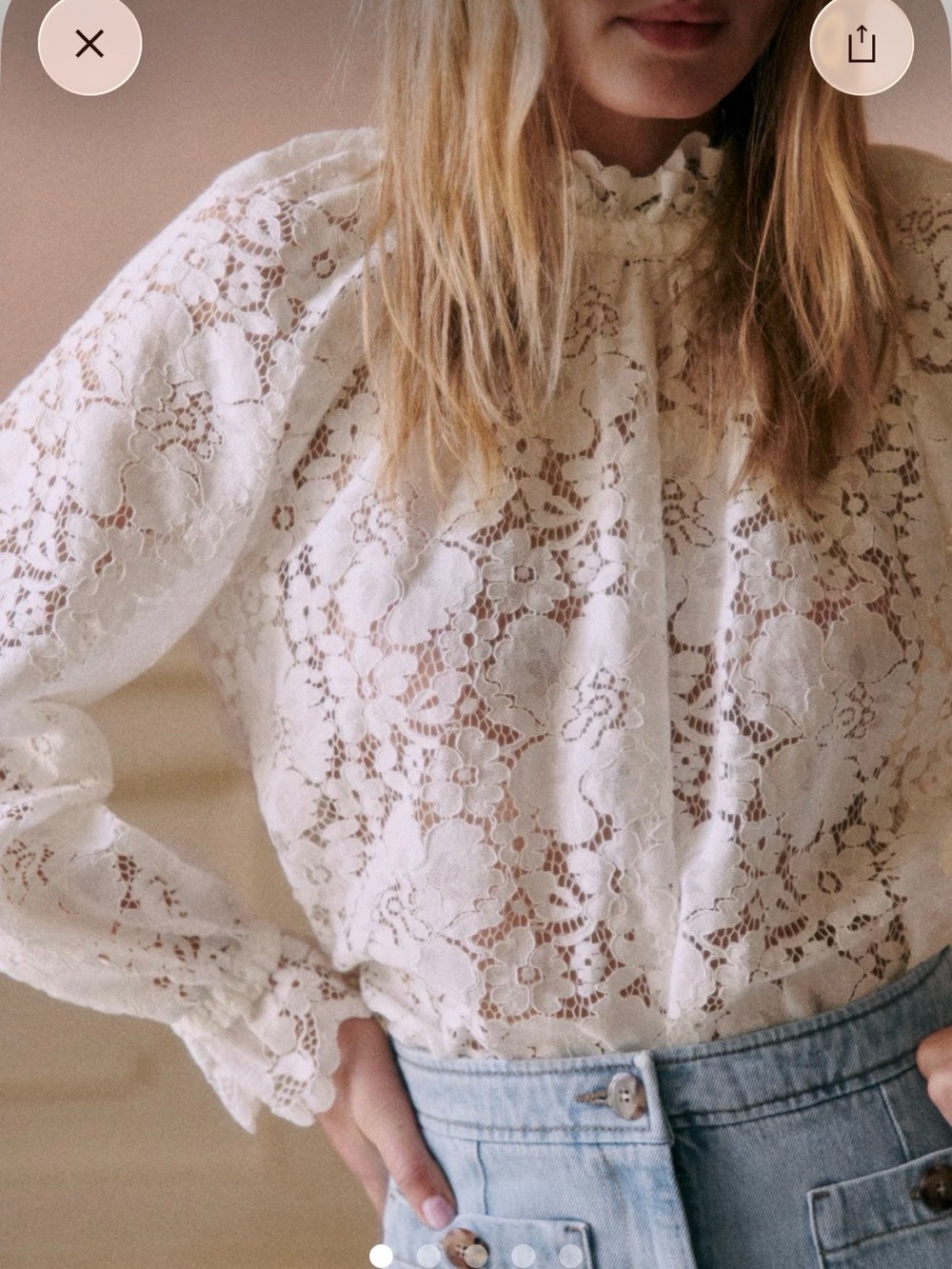 NWT Sézane Sheila LS Lace Blouse